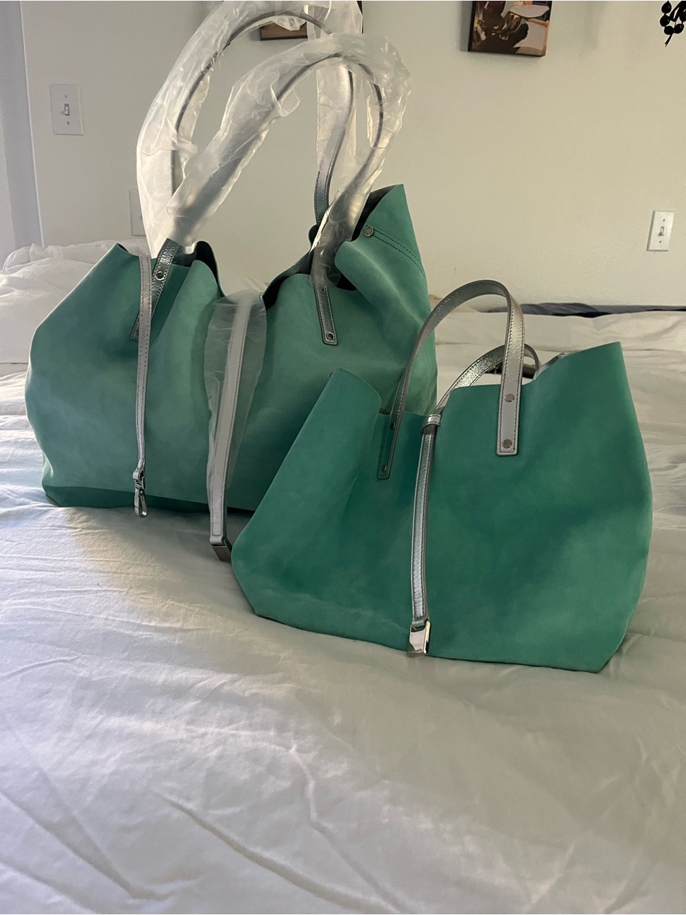 2 Reversible Tiffany & Co. Totes with Silver Handles